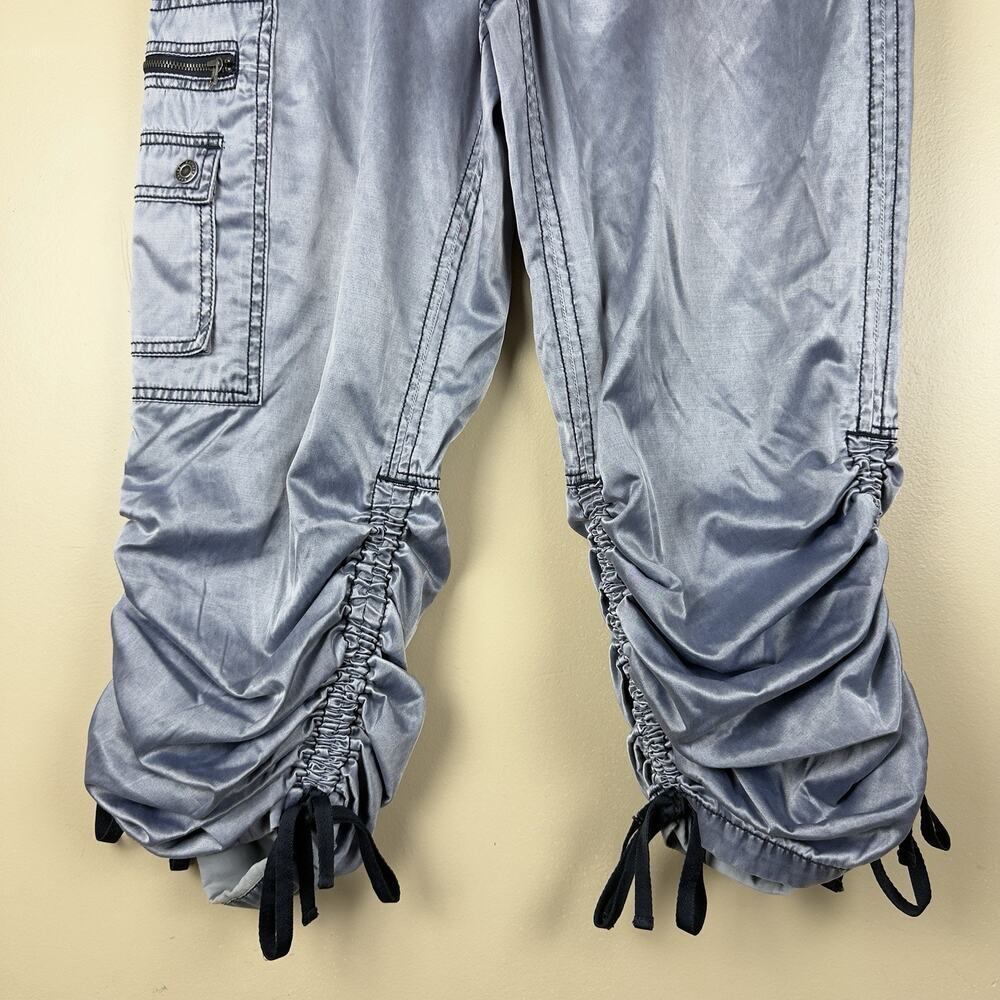 Women’s Express Satin CargoPant Size 12 Convertible Capri Adjustable Drawstring - Picture 4 of 14
